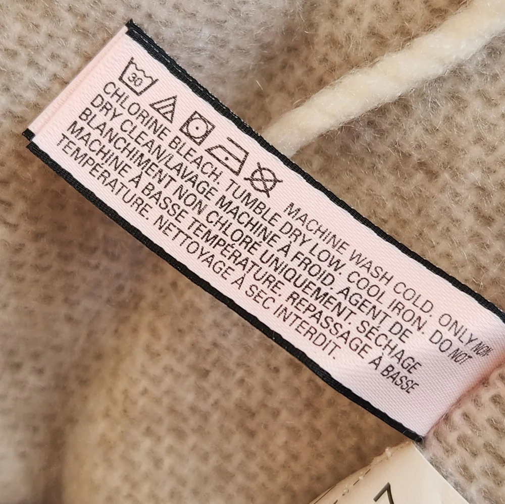 Victoria's Secret VS Throw Blanket White Pink Grey Logo Fringe Striped Cozy
